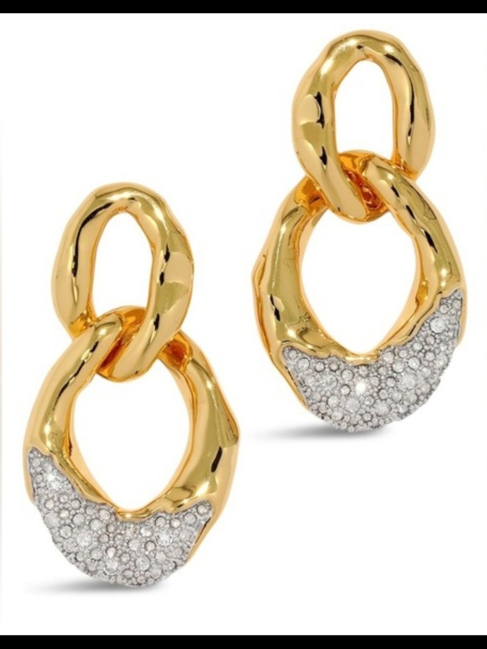 Alexis Bittar Gold and Crystal Linked Drop Earrings! NWOT! CHIC!!